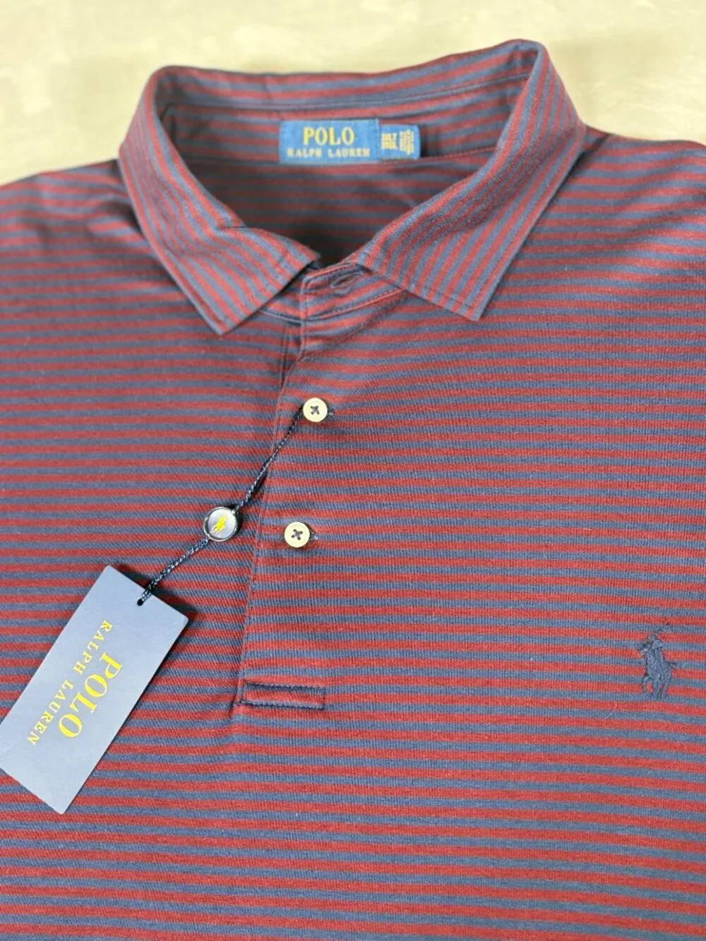 NWT Polo Ralph Lauren Polo Short Sleeve Pinstripe Red Blue 3XLT
